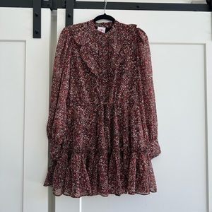 Floral long sleeve mini dress
